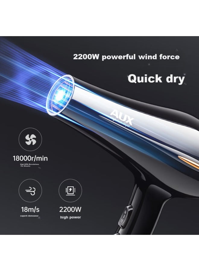 Aux Hair Dryer For Home Use, Blue Light Negative Ion High-power Electric Hair Dryer 2200w, Powerful Airflow Quick-drying, Professional Salon Use, Hair Dryer For Barbershop Ah7616i - Image 1