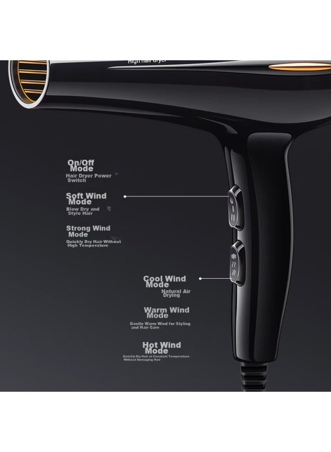 Aux Hair Dryer For Home Use, Blue Light Negative Ion High-power Electric Hair Dryer 2200w, Powerful Airflow Quick-drying, Professional Salon Use, Hair Dryer For Barbershop Ah7616i - Image 2