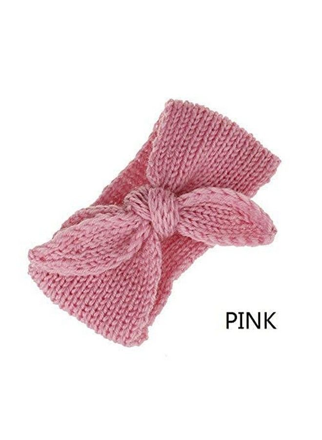 El Regalo 2 Pcs Turban Wool Headbandwarm Rabbit Knot Hair Band Knit Head Wrap For Baby Girls Newborns And Toddler (Pink & White) - Image 4