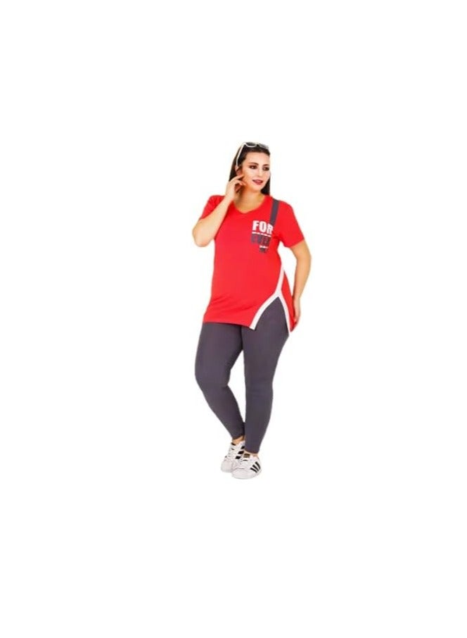 Teknur Women's Pajama Set – One Size Fits S-M-L, Made from Cotton & Lycra for Ultimate Comfort and a Stylish Look, Made in Turkey