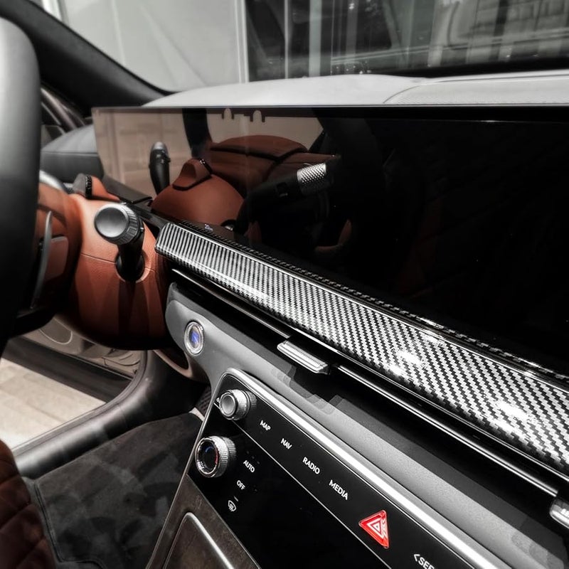 Genesis GV80 2025 غطاء لوحة القيادة من ألياف الكربون لوحة تزيين وحدة التحكم المركزية - Image 5