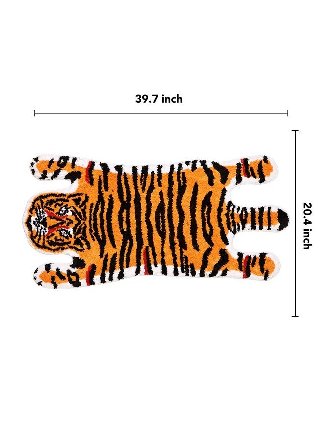Panstar Tiger Bath Mat for Bathroom, Cute Orange Yellow Tiger Cartoon Non Slip Animal Shaped Absorbent Bathtub Bathroom Plush Shower Rugs - Image 3