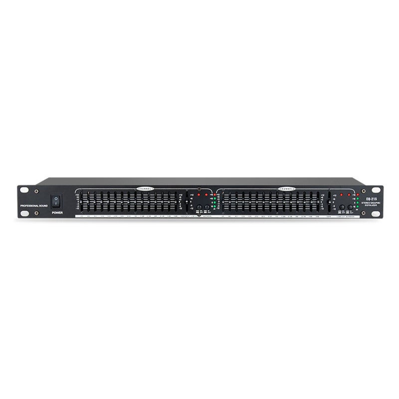 15-Band Equalizer 1U Black - Dual Channels Stereo Graphic Equalizer With ±12db Adjustable Range Low-Cut Bypass Switch XLR & 1/4" TRS Inputs Outputs for Professional Audio Tuning - Image 3