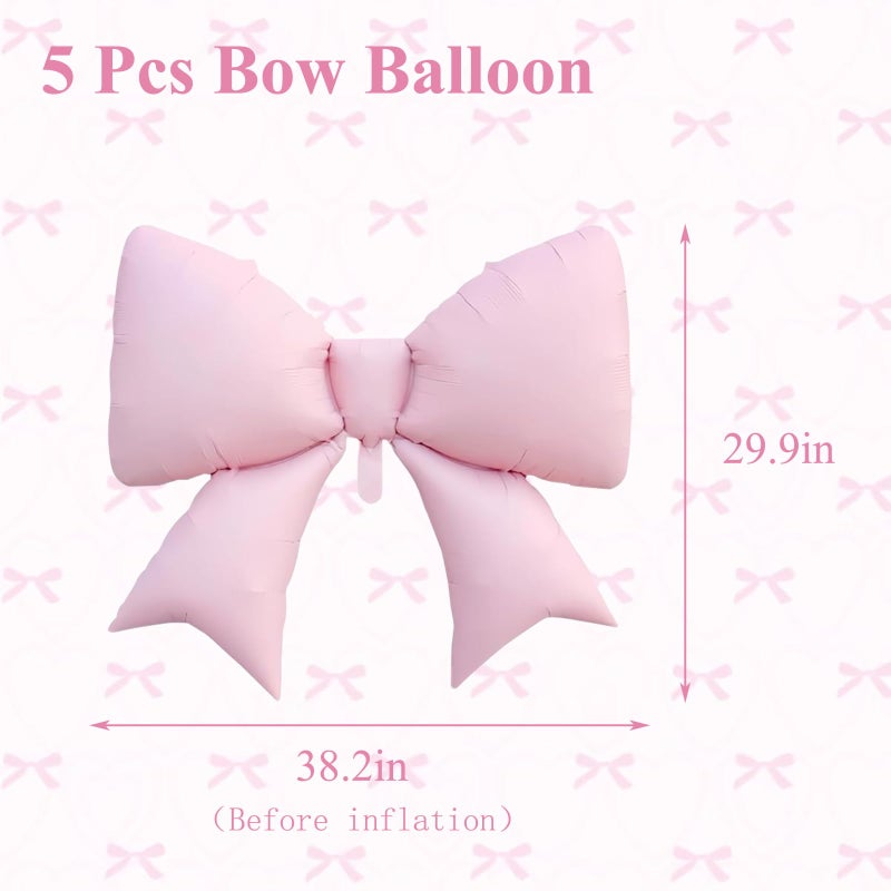 Delphinus 5 PCS Pink Bow Balloons for Wedding Party Decoration, Giant Bow Balloons for Brides' Engagement, Wedding Anniversary, and Women's Birthday Decorations and Party Decorations - Image 2