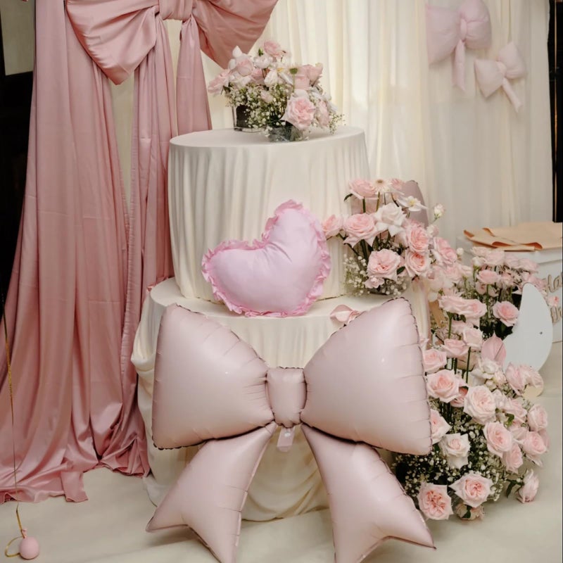 Delphinus 5 PCS Pink Bow Balloons for Wedding Party Decoration, Giant Bow Balloons for Brides' Engagement, Wedding Anniversary, and Women's Birthday Decorations and Party Decorations - Image 3