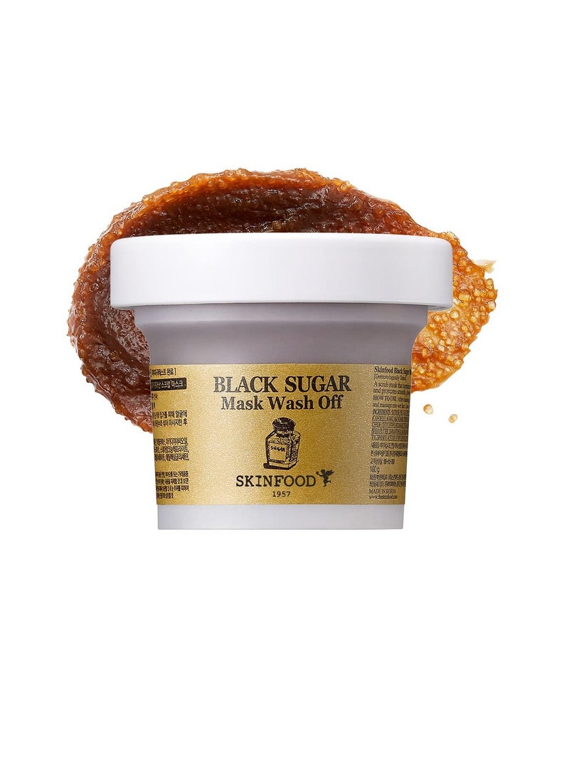SKIN FOOD Black Sugar Mask Wash Off 4.05 fl. oz.(120g) - Black Sugar Scrub - Sugar Face Scrub to Hydrate and Nourish the Skin - Exfoliating Sugar Scrub - Facial Mask Wash Off Sugar Scrub - Image 1