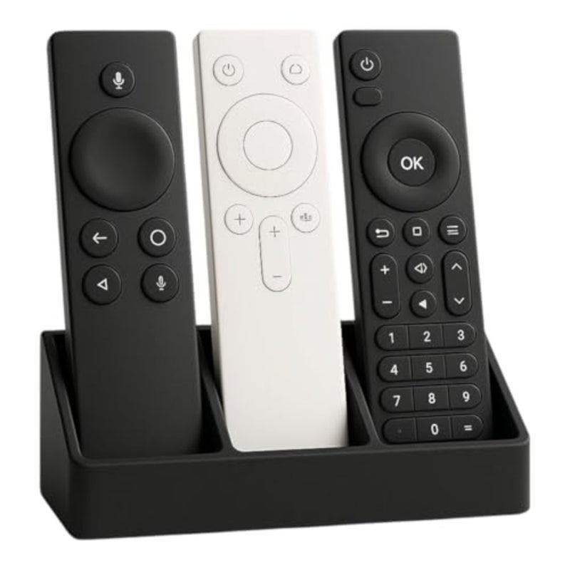 TV Remote Control Holder Organiser, 3-Slot Storage Caddy, Black 3 Slot - Image 1