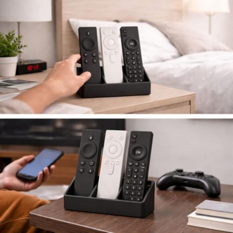 TV Remote Control Holder Organiser, 3-Slot Storage Caddy, Black 3 Slot - Image 3