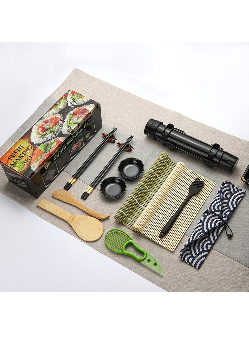 Uwals Sushi making kit, sushi rocket launcher drum kit, beginner sushi kit, with bamboo sushi mat, rocket launcher drum, rice paddles, rice spreader, chopsticks, dipping plate, avocado slicer, sushi brush  - Image 1