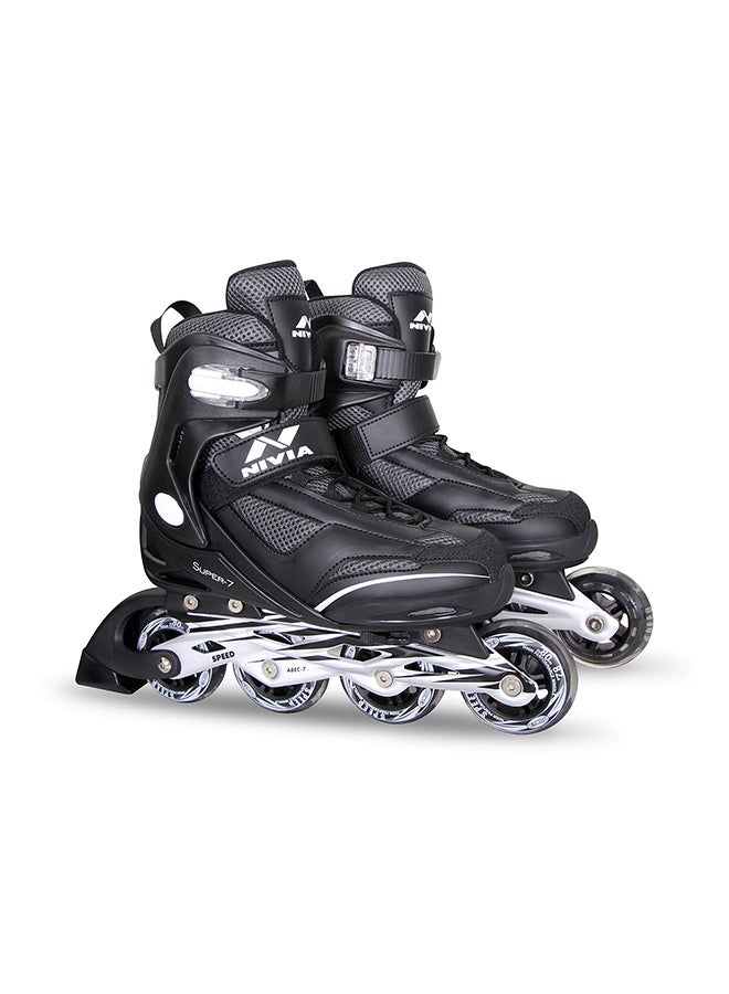 Nivia Super Inline Adjustable Skating Shoes From 32 EUR (UK 1) To 35 EUR (UK 2.5) for Kids 4 - 7 Years | Material : PU (Polyurethane) | Unisex Outdoor/Indoor Skates Shoes with ABEC 7 Bearing - Image 1