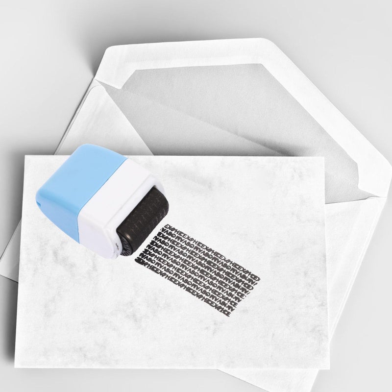 Blue Privacy Roller Stamp Refillable Envelope Opener Secure Ink Stamp for Personal Information Protection Home Use - Image 5