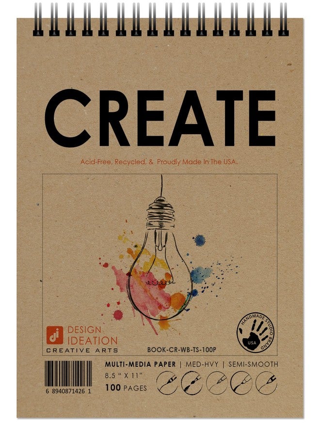Design Ideation Create. Wire Bound Sketchbook. Top Spine. Multi-Media. (8.5" x 11") WB-50100-TS. (1 Book) - Image 1