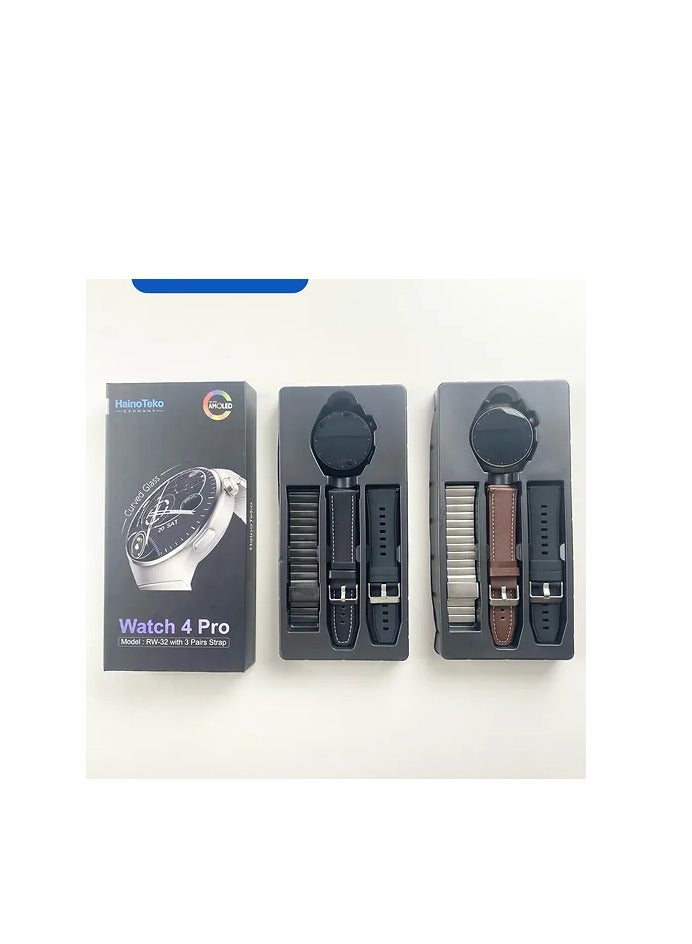 هينو تيكو Haino Teko RW-32 Watch 4 Pro ساعة ذكية AMOLED عرض 3 أزواج شاحن لاسلكي - Image 4