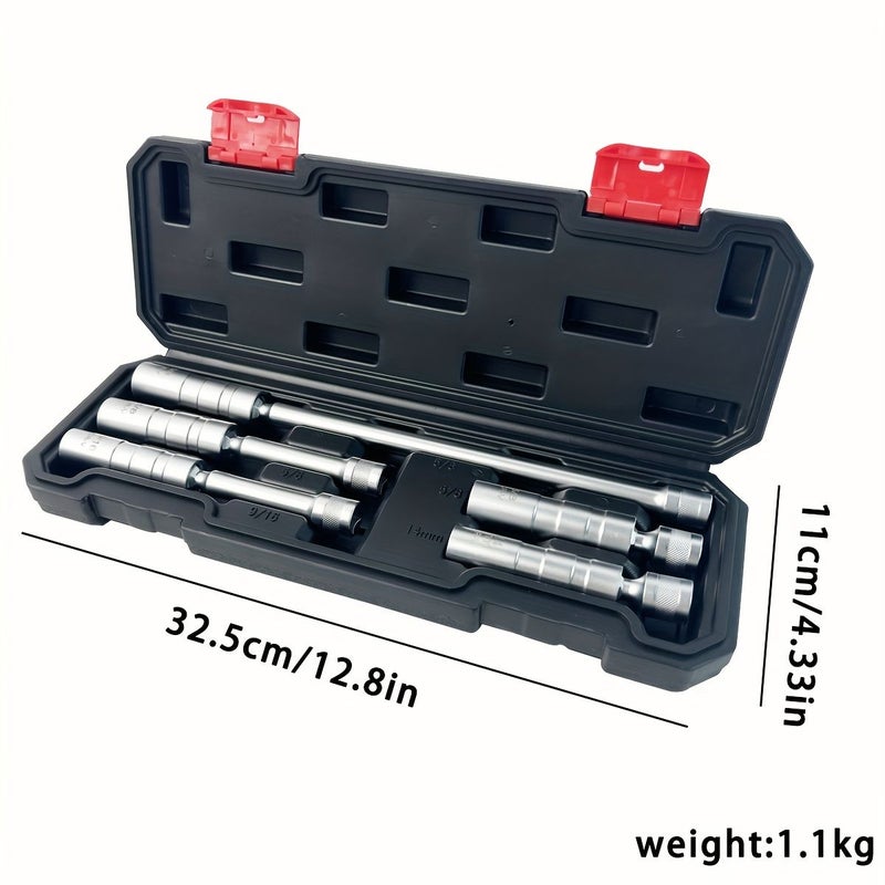 5 Pcs 3 8 Inch Extended Spark Plug Socket Set With Extension Bar Universal Joint 5 Piece Sleeve - Image 3