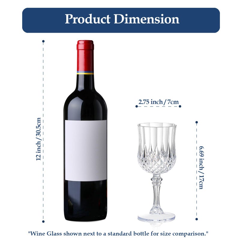 XUWAIDSGN 24 Pcs 7oz Plastic Vintage Wine Glasses Drinking Glasses Unbreakable Wedding Glassware Crystal Water Goblets Reusable Drinkware Vintage Champagne Flutes (24, Clear) - Image 3