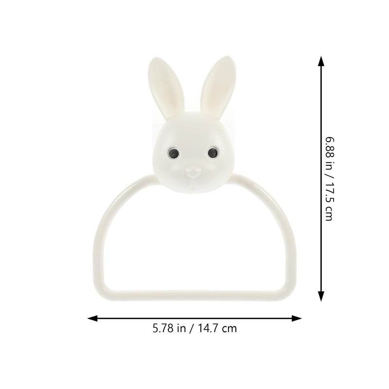 2Pcs Cartoon Rabbit Adhesive Towel Holder Set No Drill Wall Mounted For Kitchen Bathroom - Image 3