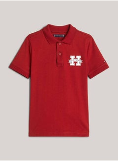 TOMMY HILFIGER Boys' Regular Fit Varsity Letter Polo -  Pure cotton, Red  - Image 2