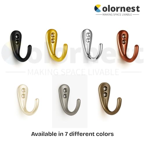 Colornest 2 Pcs Premium Wall Hook – Black Finish | Heavy Duty Metal Hook for Hanging Coats, Bags, Towels & More - Image 5