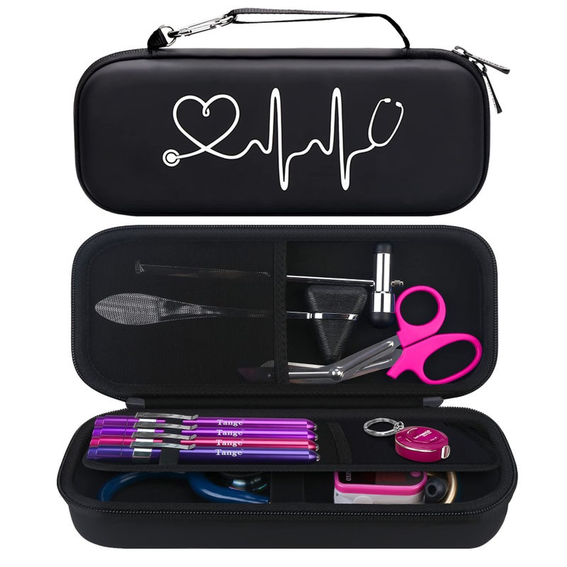 BOVKE Stethoscope Case for 3M Littmann Classic III Monitoring/Lightweight II S.E/Cardiology IV Diagnostic/MDF Acoustica Stethoscopes, Mesh Pocket for Doctor & Nurse Accessories, Black+Black - Image 1