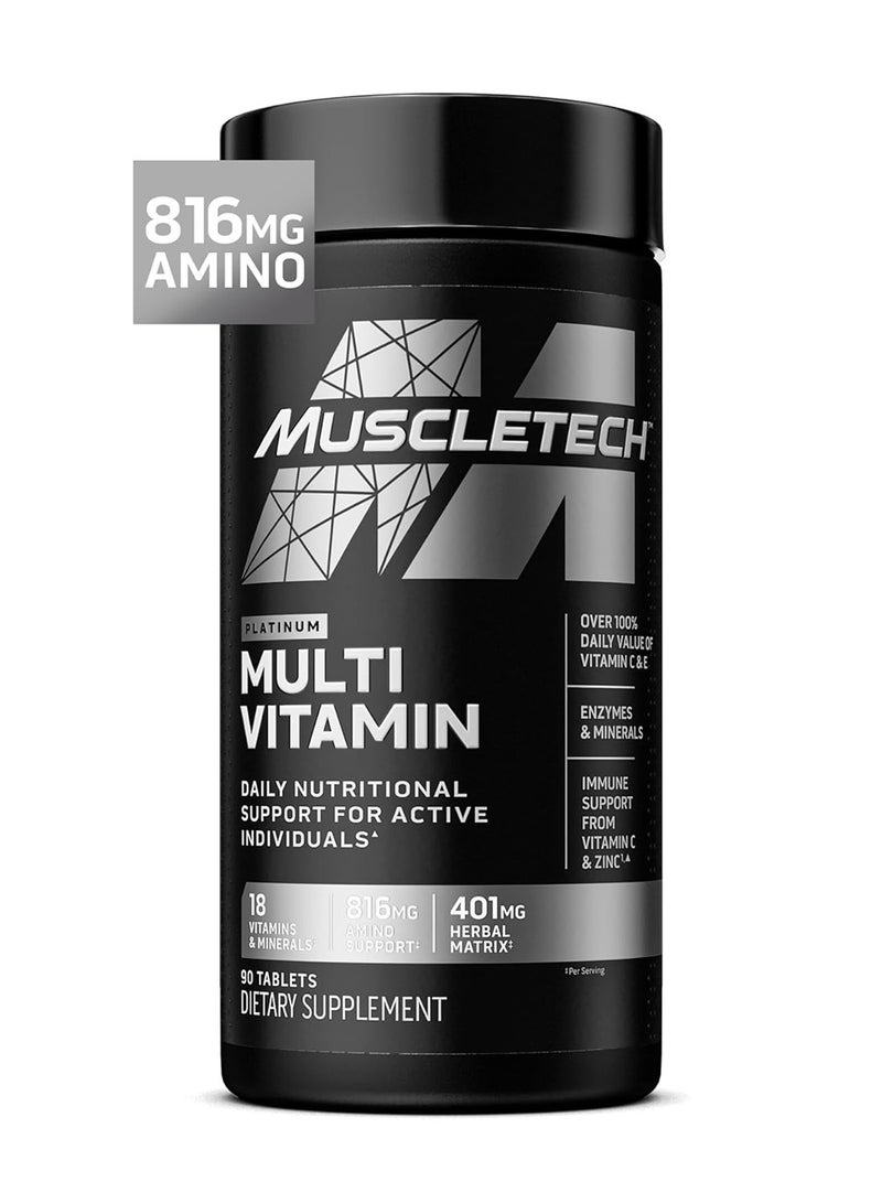 MuscleTech Platinum Multi Vitamin for Men Women Daily MultiVitamin Immune Support 90 Tablets - Image 1