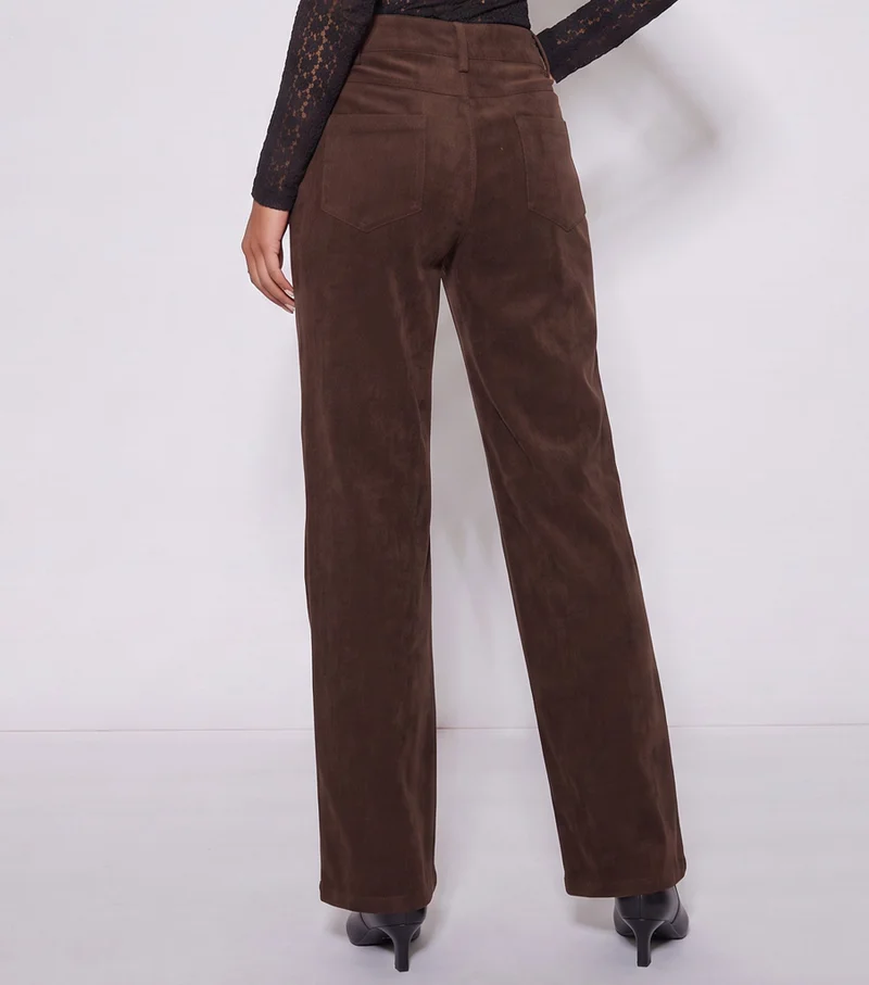 Gini London Brown Cord Straight Leg Trousers