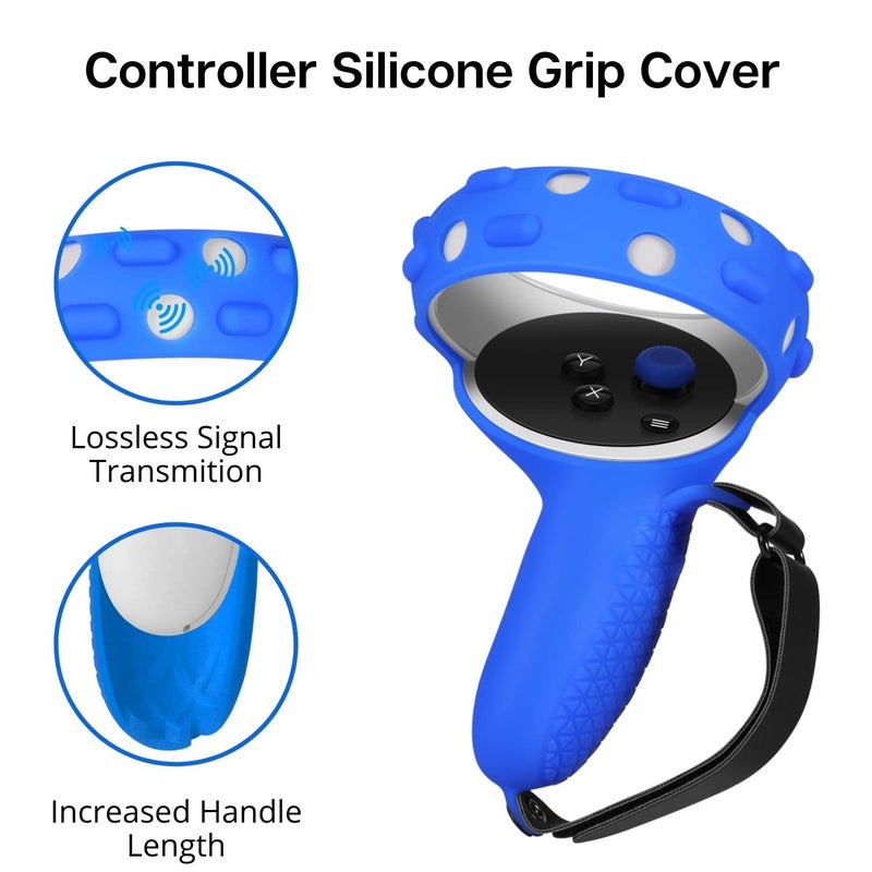 TNP Products TNP Controller Grips for Oculus Quest 2 / Meta Quest 2 Knuckle Strap Blue VR Touch Controller Hand Grip Cover Protector Sleeve with Anti-Throw Adjustable Straps - Image 2