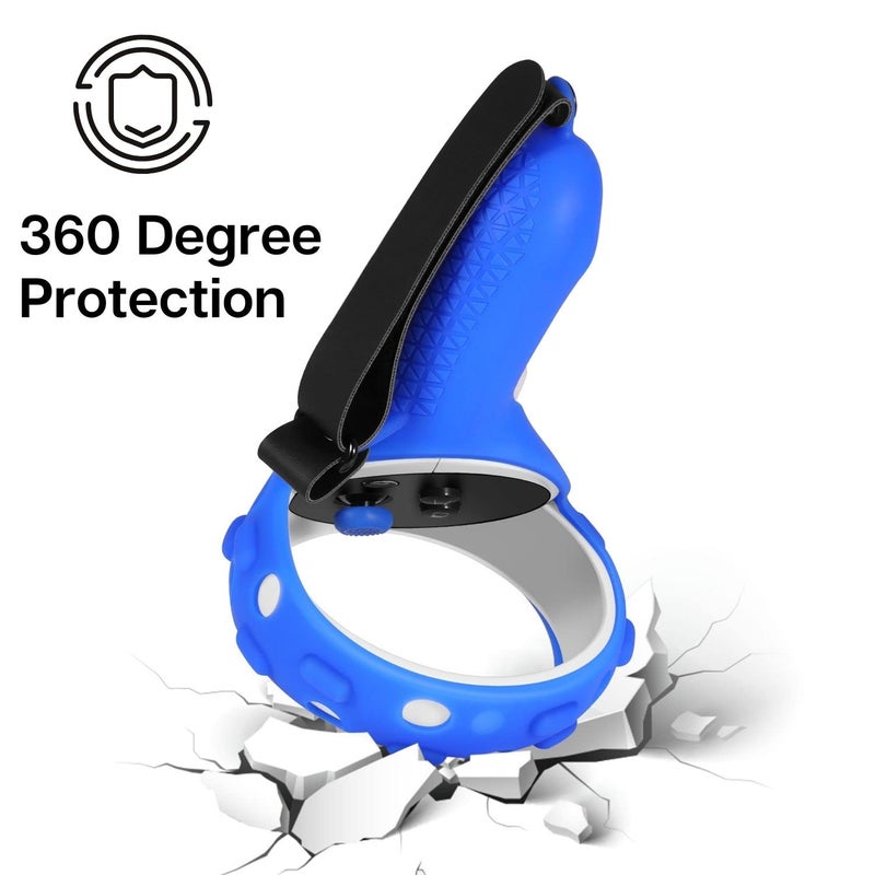 TNP Products TNP Controller Grips for Oculus Quest 2 / Meta Quest 2 Knuckle Strap Blue VR Touch Controller Hand Grip Cover Protector Sleeve with Anti-Throw Adjustable Straps - Image 4
