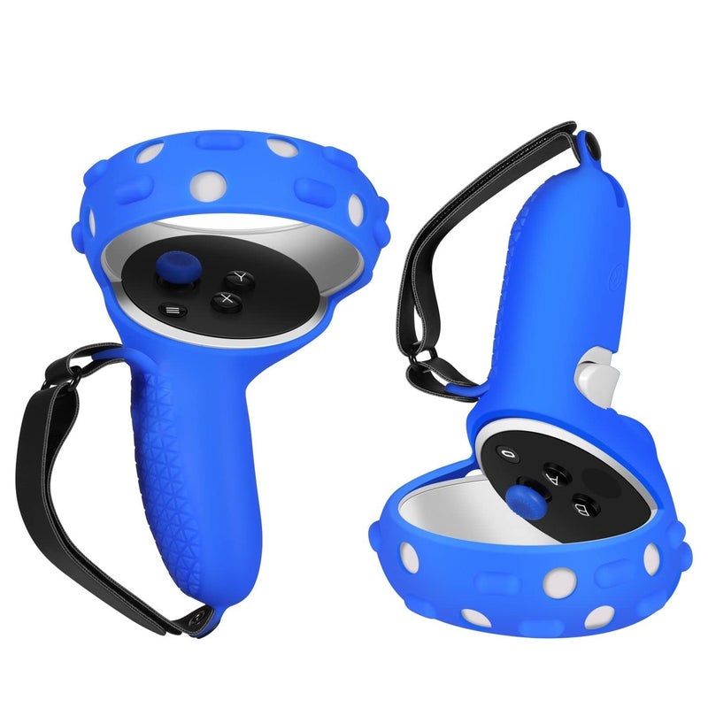 TNP Products TNP Controller Grips for Oculus Quest 2 / Meta Quest 2 Knuckle Strap Blue VR Touch Controller Hand Grip Cover Protector Sleeve with Anti-Throw Adjustable Straps - Image 1