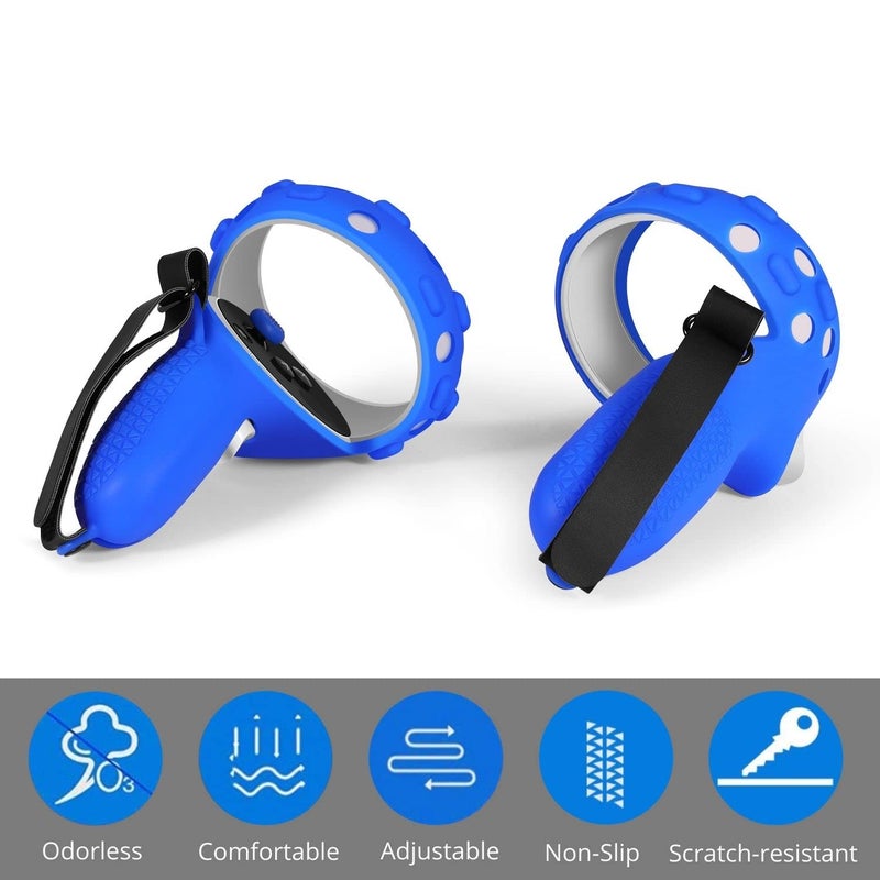 TNP Products TNP Controller Grips for Oculus Quest 2 / Meta Quest 2 Knuckle Strap Blue VR Touch Controller Hand Grip Cover Protector Sleeve with Anti-Throw Adjustable Straps - Image 3