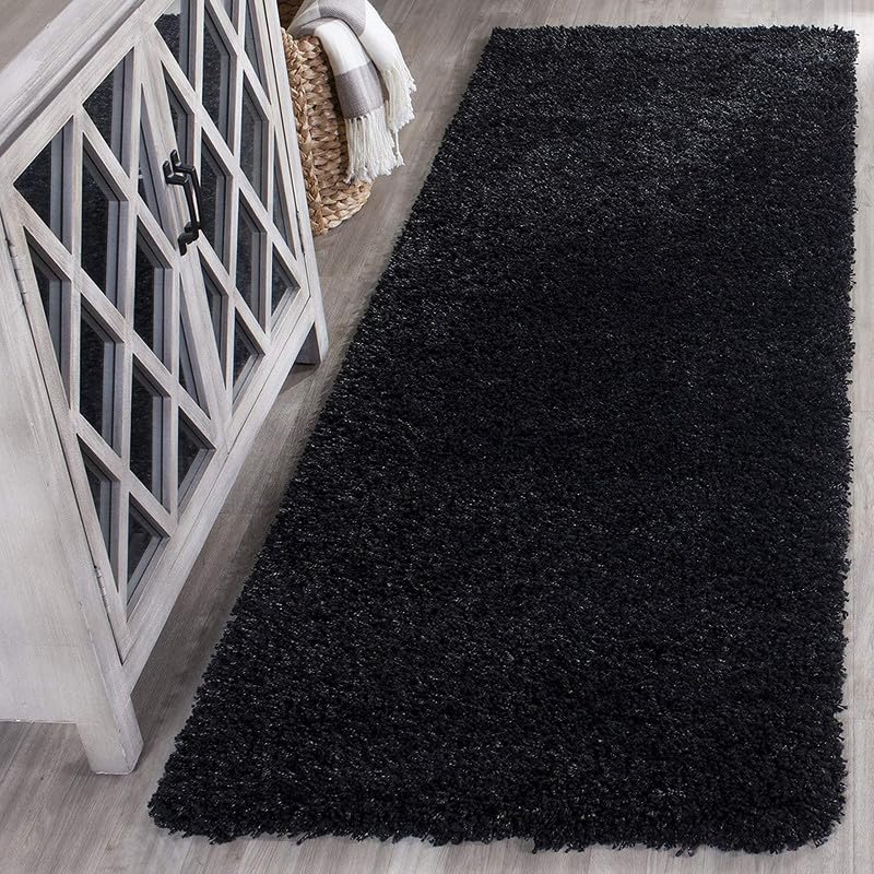 FIASCO Shaggy Floor Carpets for Living Room Elegant Bed Side Runner Modern Carpets for Bedroom Drawing Room Kids Room Soft Sofa Carpets for Living Room Size 2X3 Black
