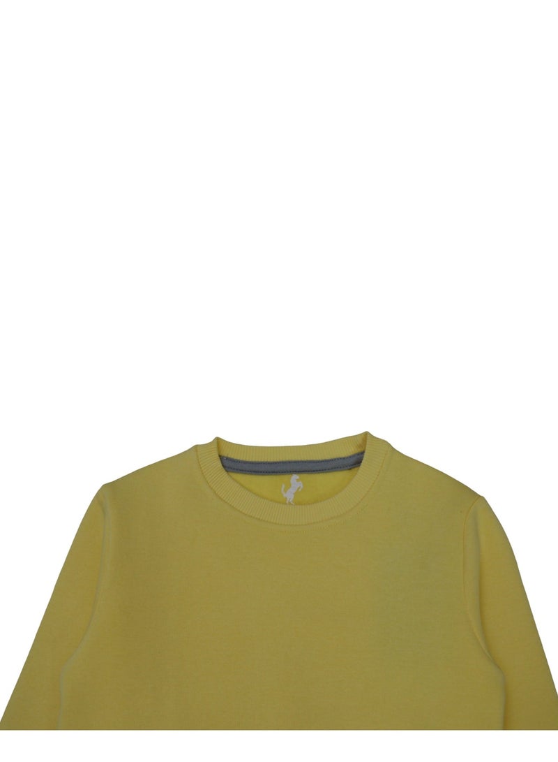 Horse Polo Sweatshirt Kids Plain,Yellow - Image 3