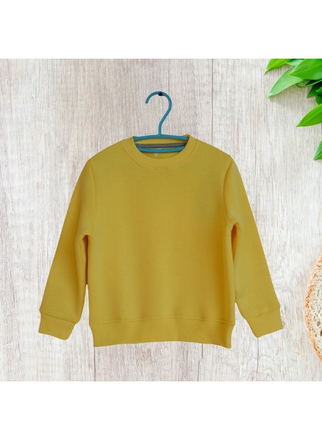 Horse Polo Sweatshirt Kids Plain,Yellow - Image 2