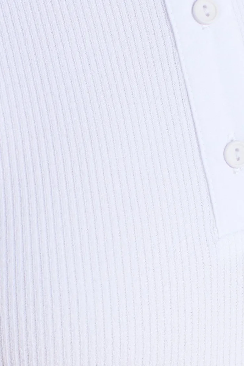 Dilvin White DILVIN Sleeveless Ribbed Button-Front Blouse for Women | Best Price UAE