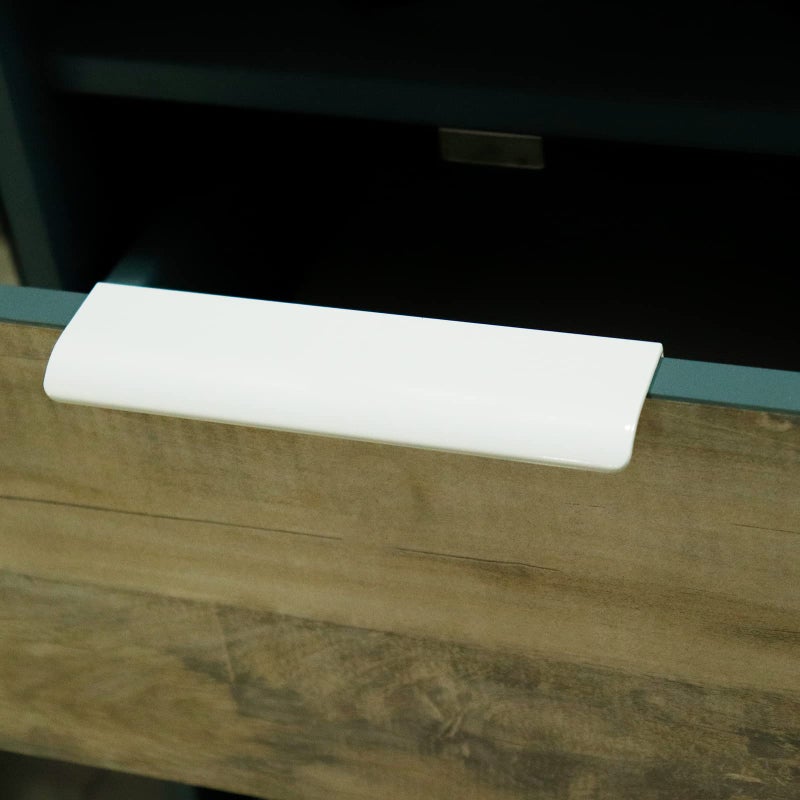 Tsnamay 6Pcs 5.9"" White Arc Surface Pull,White Edge Pulls Furniture Drawer Handles Hidden Cabinet Handle,Hole Dia.5.04""/128Mm - Image 4
