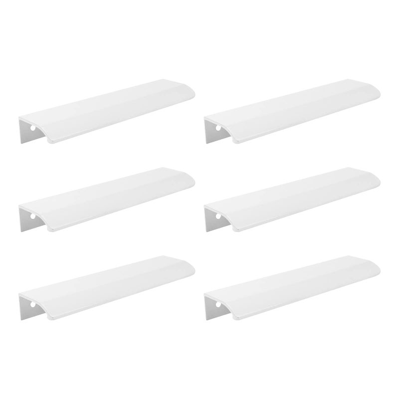 Tsnamay 6Pcs 5.9"" White Arc Surface Pull,White Edge Pulls Furniture Drawer Handles Hidden Cabinet Handle,Hole Dia.5.04""/128Mm - Image 1
