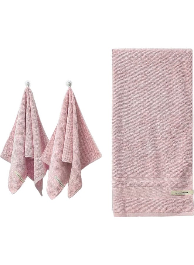 Grace Rudolf Antibacterial Towel And Bath Towel, Pure Cotton, Adult Soft Absorbent Thickened All-Cotton, For Men And Women, Home Use Three-Piece Set, Pink - Image 1