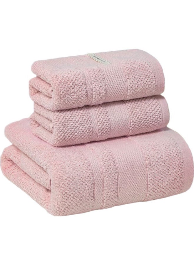 Grace Rudolf Antibacterial Towel And Bath Towel, Pure Cotton, Adult Soft Absorbent Thickened All-Cotton, For Men And Women, Home Use Three-Piece Set, Pink - Image 2