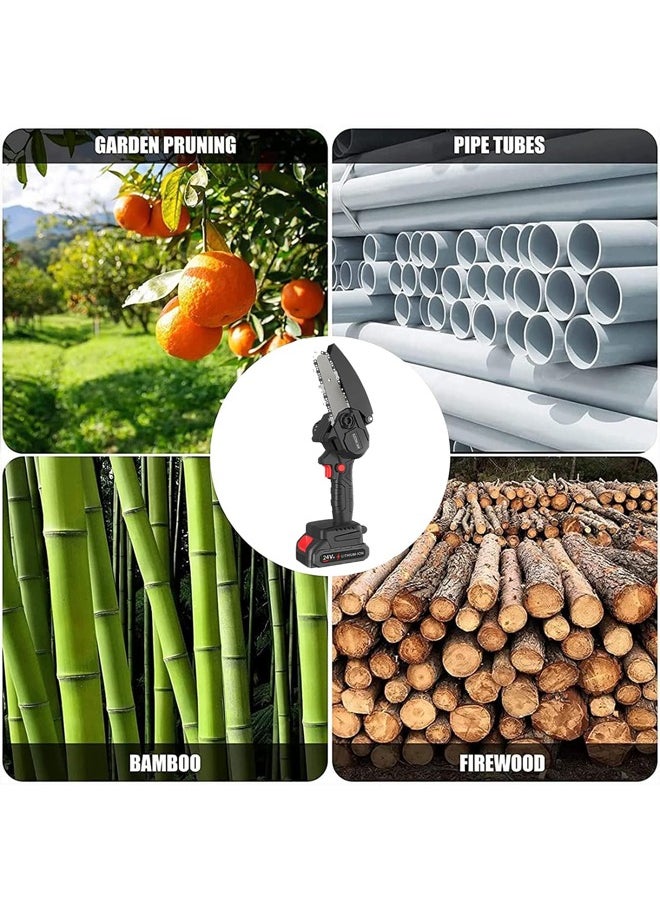 Favarey - Upgraded Mini Chainsaw 6 Inch Electric Chainsaw 24V Battery Powered 1500mAh Battery One-Hand Portable Electric Saw for Wood Cutting Tree Branch Trimming Wood Cutting Gardening - Image 1