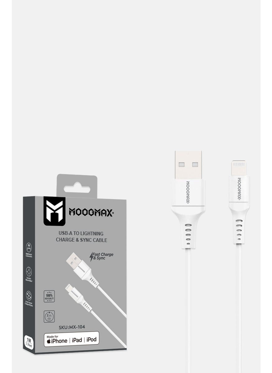 MOOGMAX MX-104 Charging Cable For Iphone/Ipod/Ipad, White  - Image 2