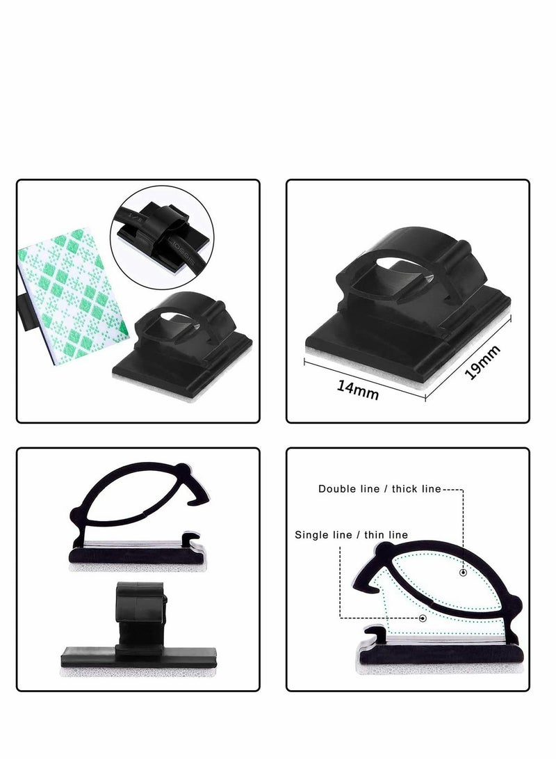 SYOSI 100 Pcs Adhesive Cable Clips Upgraded Multifunctional Cord Holder Wire Organizer Cable Clamp for Car Office and Home Cable Management - Image 3