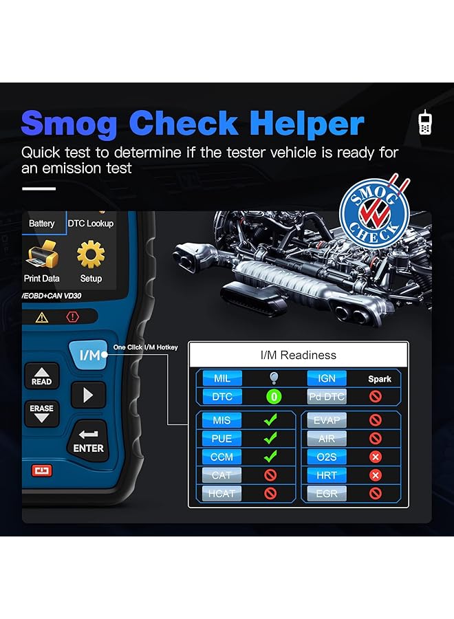 KASTWAVE Obd2 Scanner Diagnostic Tool, Car Code Reader, Universal Check Engine Light Code Reader, Vehicle Fault Code Reader, For All Obdii Vehicles, Turn Off Cel, Read/Clear Codes, Live Data, Voltage Test - Image 5