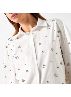 2Xtremz 2Xtremz All-Over Embellished Shirt with Long Sleeves  - Image 4