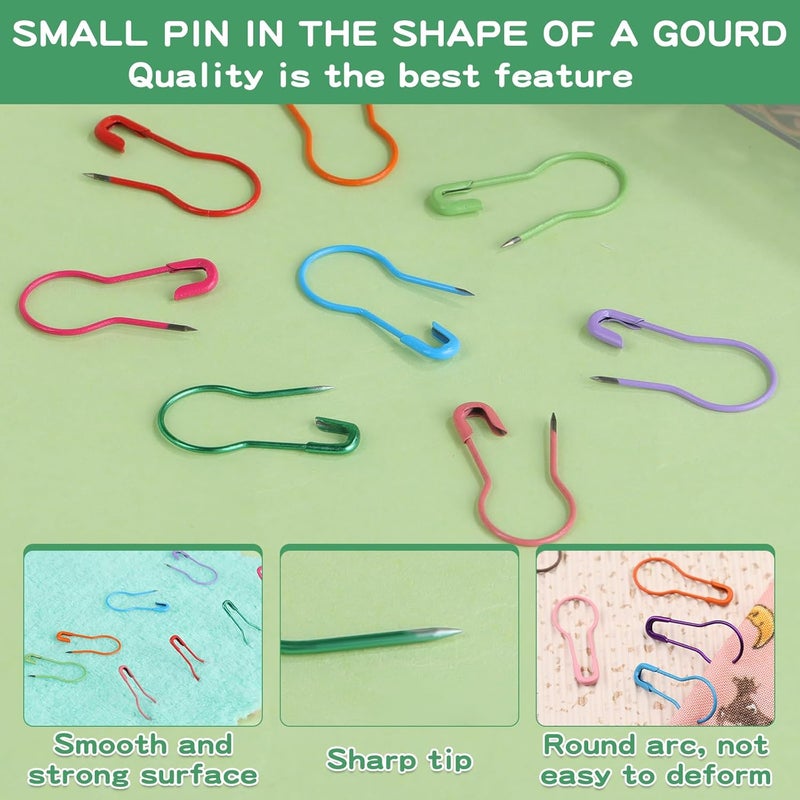 Mayboos 1200 Pcs 22 Colors Metal Safety Pins,Bulb Gourd Pins Pear Shaped Pins for Knitting Stitch Markers, Sewing Clothing DIY Craft Making with Storage Box - Image 5