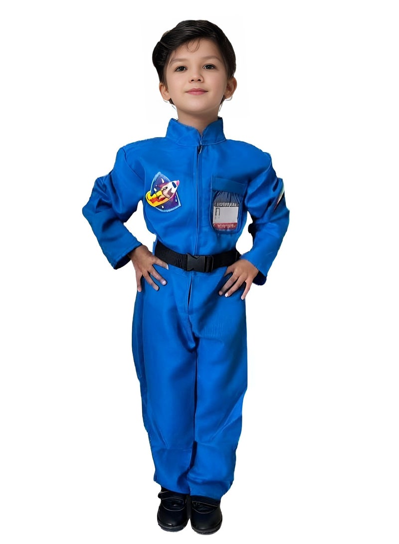 Astronaut Costume Blue for Kids with UAE Flag Patch, Unisex, Kids Space Explorer Outfit with Role Play, and DressUp.  - Image 1