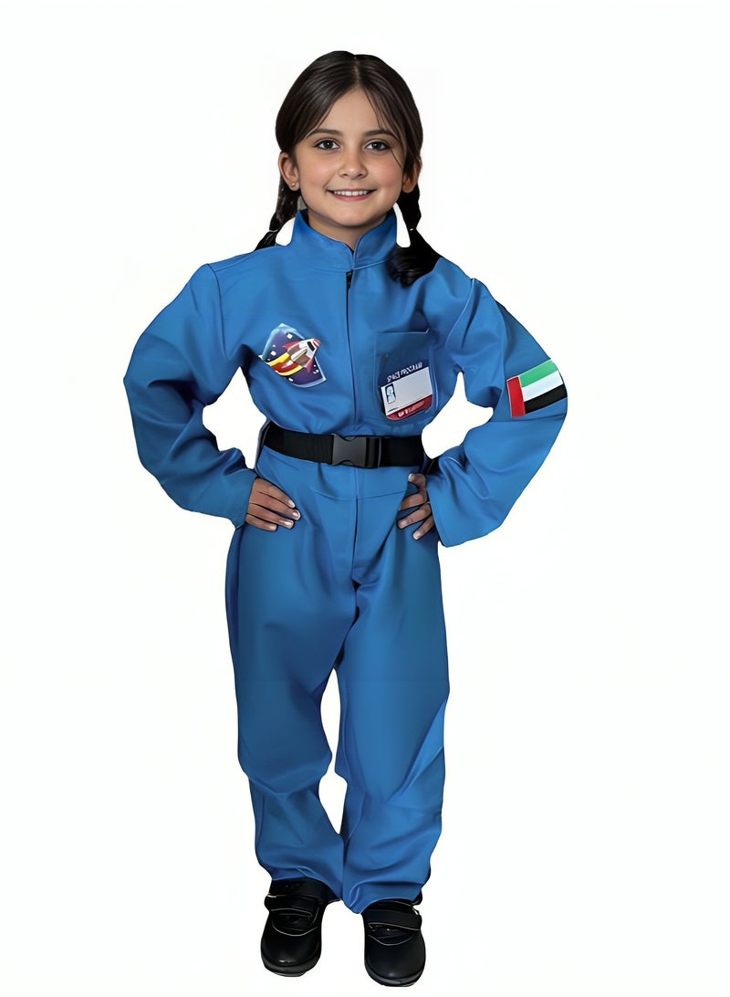 Astronaut Costume Blue for Kids with UAE Flag Patch, Unisex, Kids Space Explorer Outfit with Role Play, and DressUp.  - Image 2