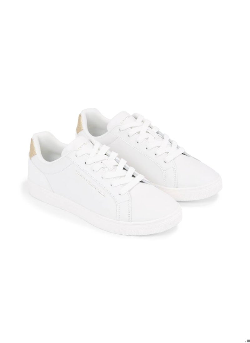 Women's Essential Metallic Leather Cupsole Trainers -  Leather upper, Off White - pzsku/ZC322407942148D5B36A0Z/45/_/1724216767/b2e3838f-5c2b-47db-97d6-378ae60fe48d