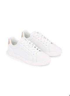 TOMMY HILFIGER Women's Essential Metallic Leather Cupsole Trainers -  Leather upper, Off White  - Image 2
