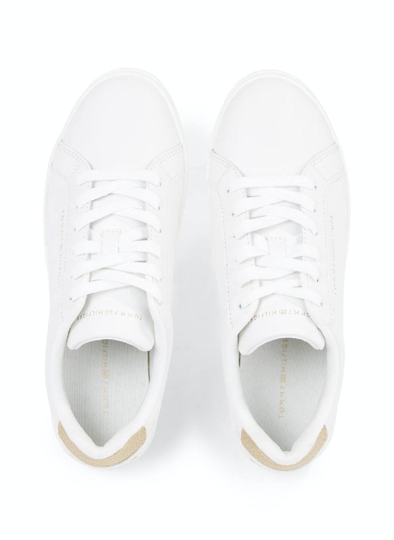 Women's Essential Metallic Leather Cupsole Trainers -  Leather upper, Off White - pzsku/ZC322407942148D5B36A0Z/45/_/1724216768/04576683-eeac-4a58-a66b-6903875318b9
