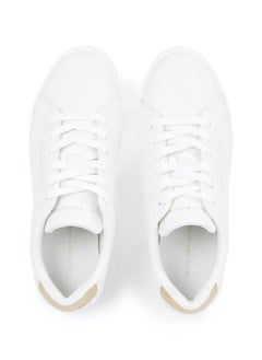 TOMMY HILFIGER Women's Essential Metallic Leather Cupsole Trainers -  Leather upper, Off White  - Image 3
