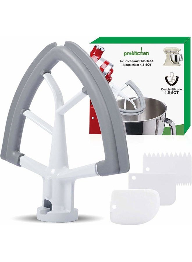 PROKITCHEN 4.5-5 Quart Flex Edge Beater for KitchenAid Tilt-Head Stand Mixer-Flat Beater Blade with Silicone Edges Flex Edge Bowl Scraper (Grey) - Image 1